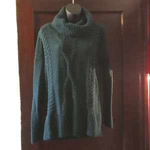 green maternity sweater cowl turtleneck medium
